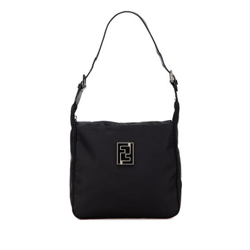 Fendi FF Logo Nylon Leather Shoulder Bag