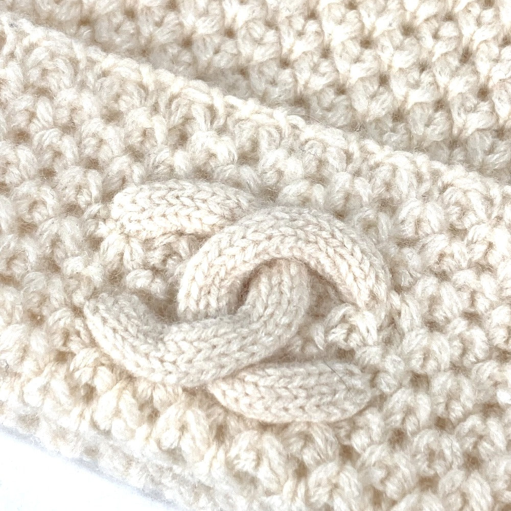 CHANEL Knit hat cashmere white 15B CC COCO Mark