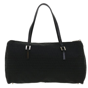 FENDI Zucchino Canvas Hand Bag Black Auth 33935