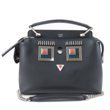FENDI Leather Dotcom Monster Studs 2Way Bag Black 8BN299