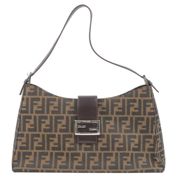 FENDI Zucca Canvas Leather Shoulder Bag Brown Black 0916115