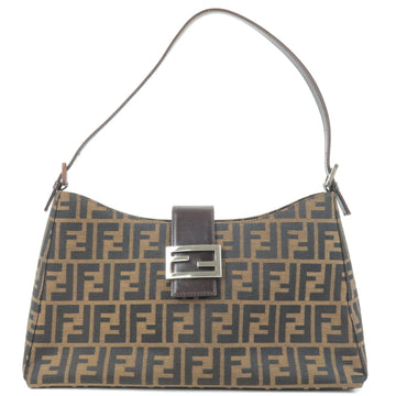 FENDI Zucca Canvas Leather Shoulder Bag Beige Brown 09161151001