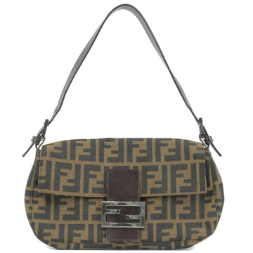 FENDI Zucca Canvas Leather Mamma Baguette Shoulder Bag Khaki 26424