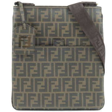 FENDI Zucca Print PVC Shoulder Bag Khaki Black 7VA207