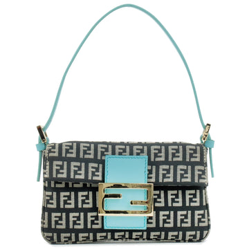 FENDI Zucchino Canvas Leather Mini Mamma Baguette Bag 8BK005