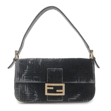 FENDI Velour Leather Rhinestone Mamma Baguette Bag 8BR600