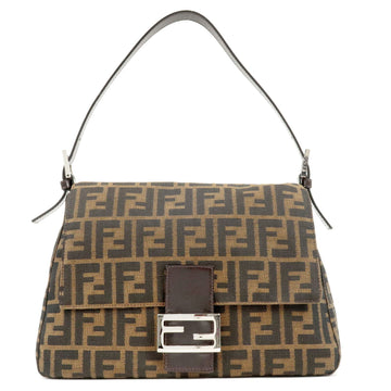 FENDI Zucca Mamma Baguette Canvas Leather Shoulder Bag 26325