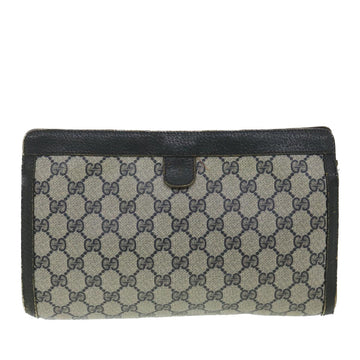 GUCCI Sherry Line GG Canvas Clutch Bag PVC Leather Navy Red 89  36432