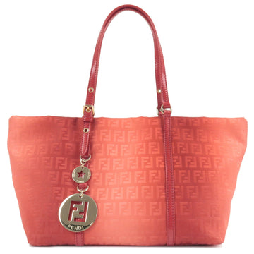 FENDI Zucchino Canvas Leather Tote Bag Ombre Red 8BH214