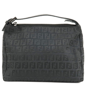 FENDI Zucchino Canvas Leather Hand Bag Mini Bag Black 8N0005