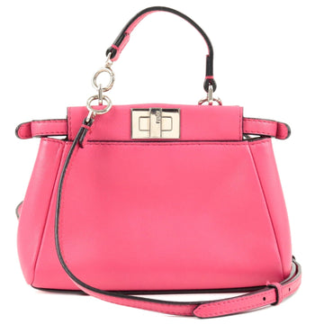 FENDI Leather Micro Peekaboo 2Way Bag Hand Bag Pink 8M0355
