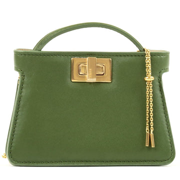 FENDI Leather Pico Peekaboo Mini Bag Charm Green 7AR993