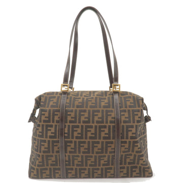 FENDI Zucca Canvas Leather Shoulder Bag Khaki Brown Black 26574