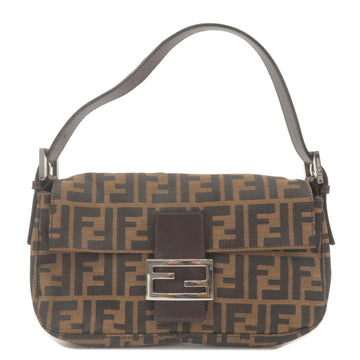 FENDI Zucca Mamma Baguette Canvas Leather Shoulder Bag Brown 26424