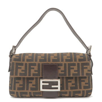 FENDI Zucca Mamma Baguette Canvas Leather Shoulder Bag Brown 26424