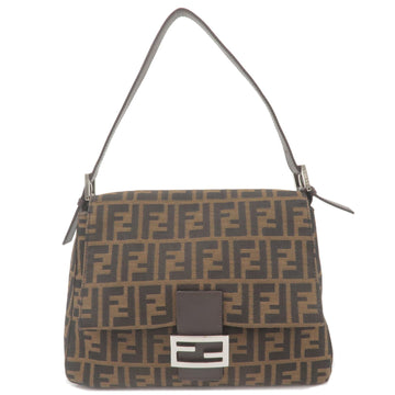 FENDI Zucca Canvas Leather Shoulder Bag Brown Black 26325