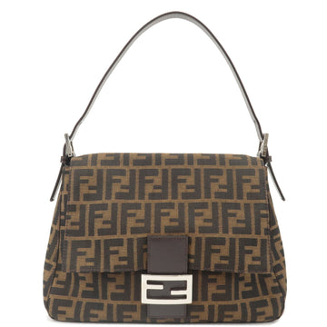FENDI Zucca Mamma Baguette Canvas Leather Shoulder Bag 26325