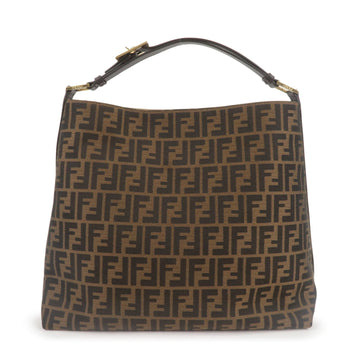 FENDI Zucca Canvas Leather One Shoulder Bag Brown 8BR653
