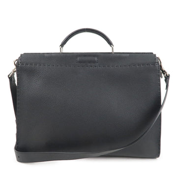 FENDI Selleria Leather Peekaboo Leather 2WAY Bag Black 7VA388