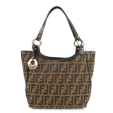 FENDI Zucca Canvas Leather Shoulder Bag Brown Black 8BH156