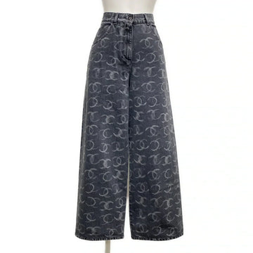 Chanel Dark Grey CC wide leg  jeans