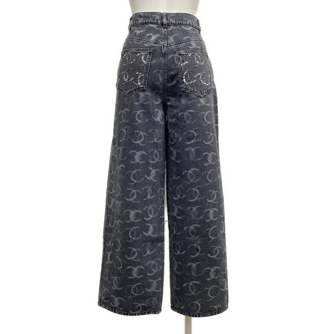 Chanel Dark Grey CC wide leg  jeans