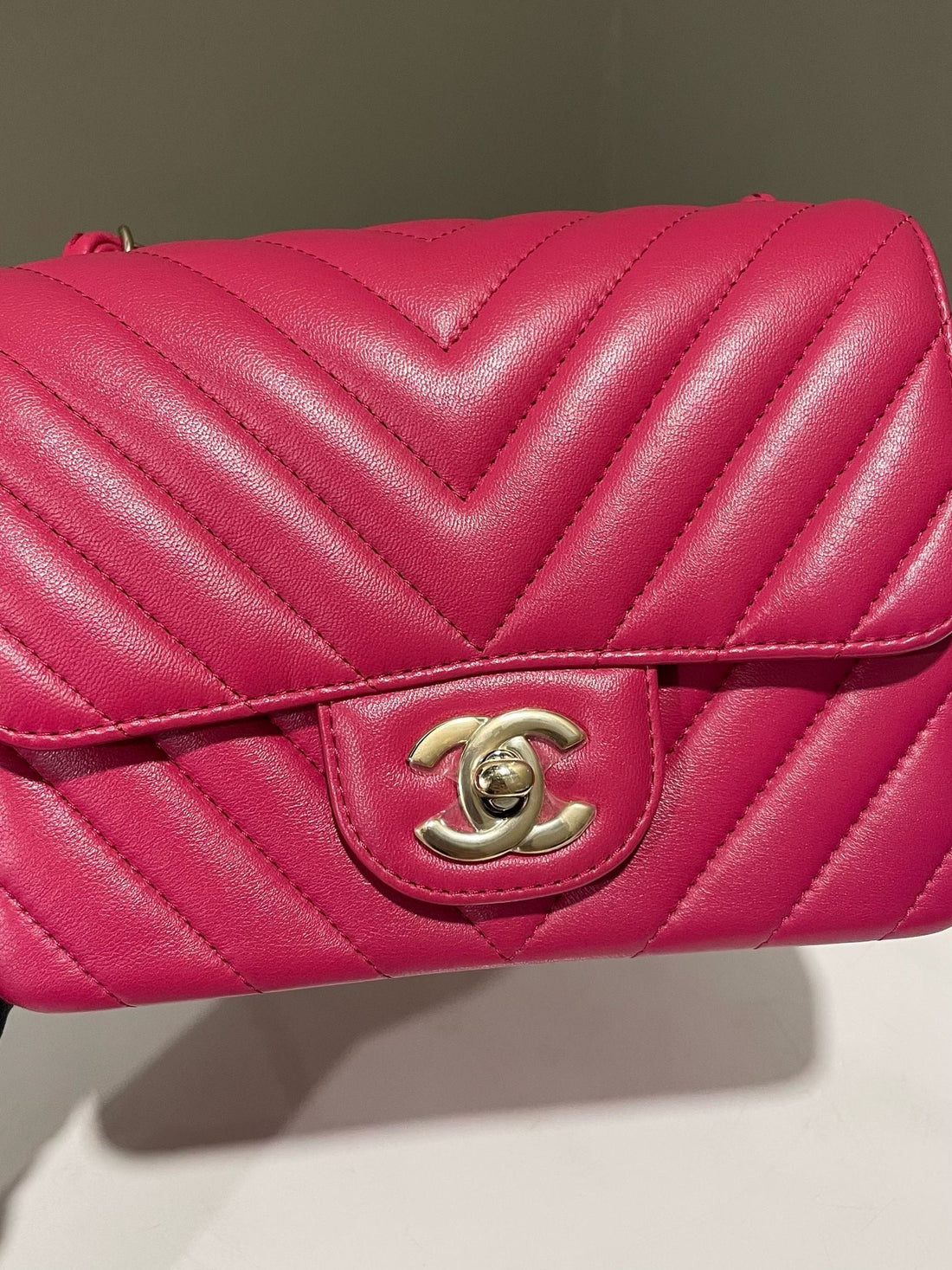 Chanel Classic Chevron Mini Square Rose Pink