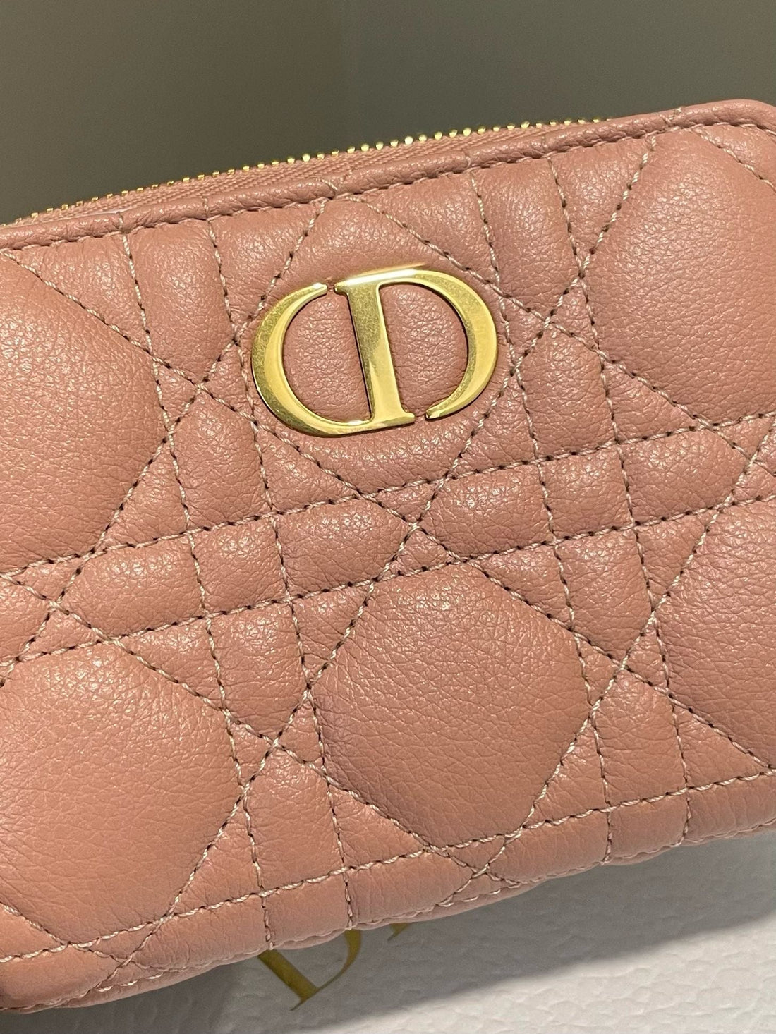 Dior Caro Compact Wallet Rose Des Vents Grainy Calfskin