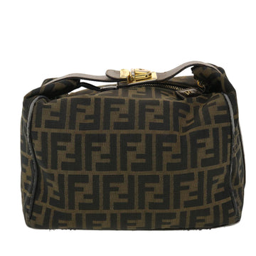 FENDI Vanity Zucca Canvas Cosmetic Pouch Black Brown Auth 40323