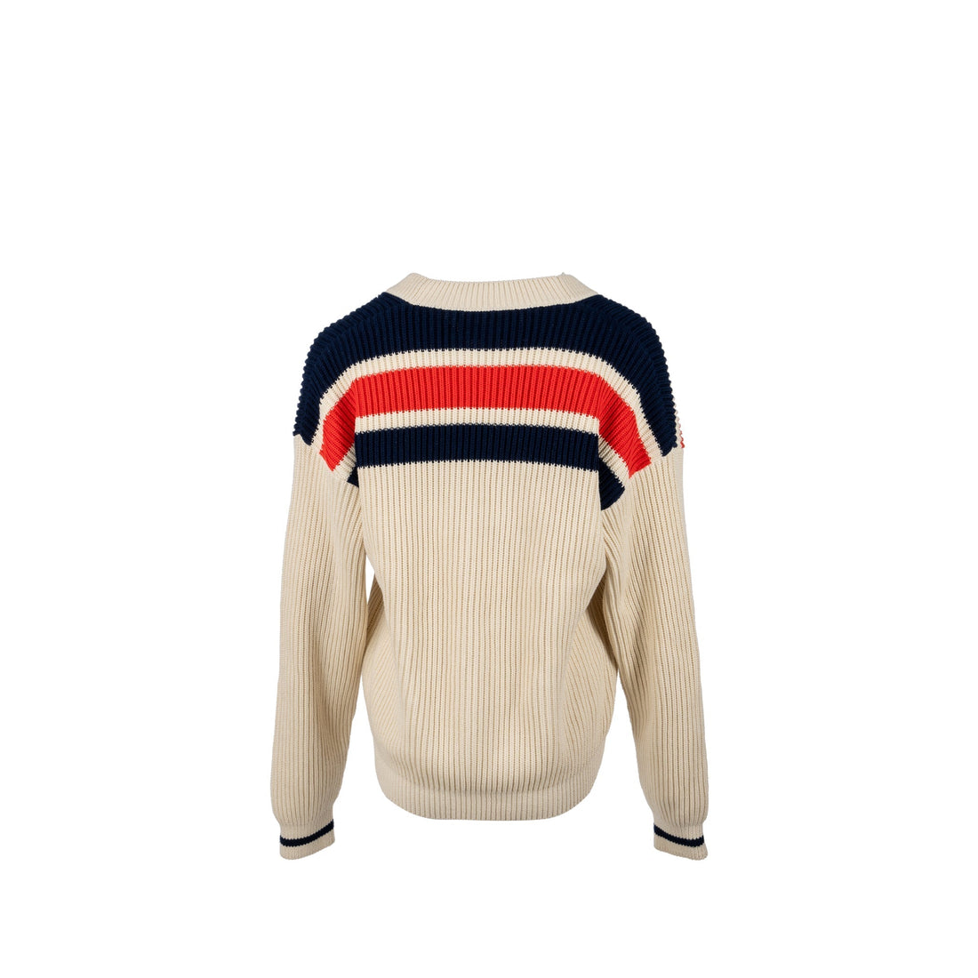 Gucci Size XS Interlocking G Stripe-detail Knitted igan Cotton White/Multicolour