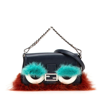 Fendi Monster Microbucket Leather Fur 2way Bag