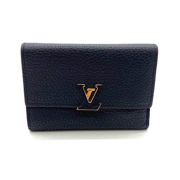 Louis Vuitton Taurillon Marine Rouge Navy  Color Leather Wallet (Tri-Fold)