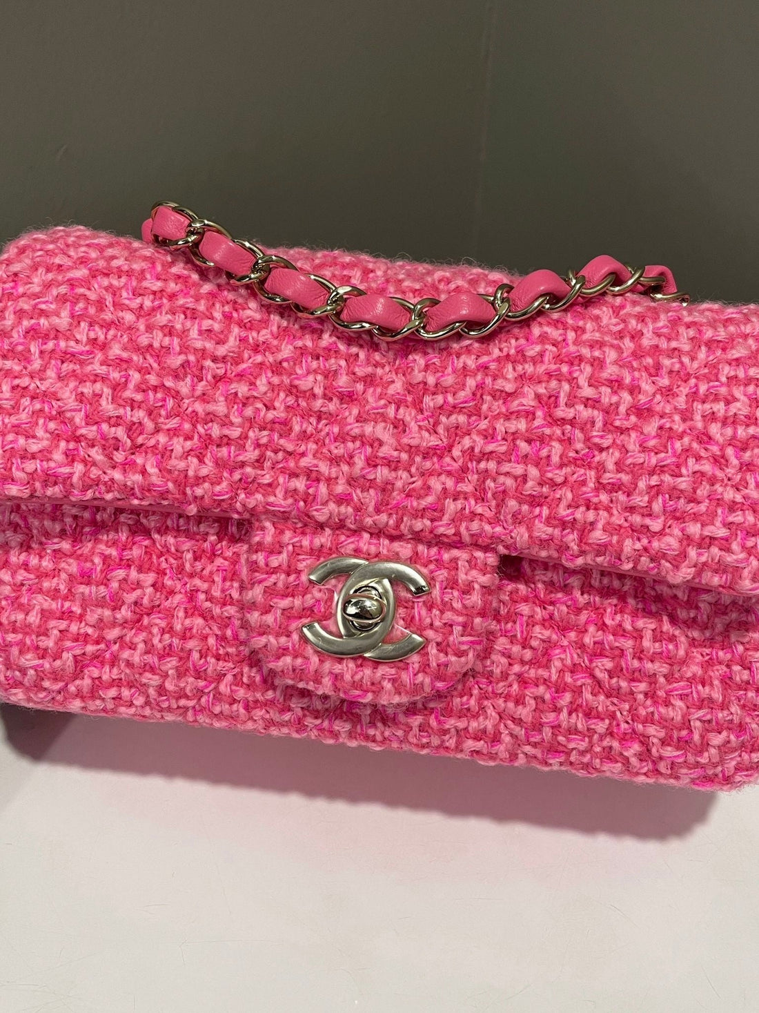 Chanel Classic Mini Rectangular Pink Tweed
