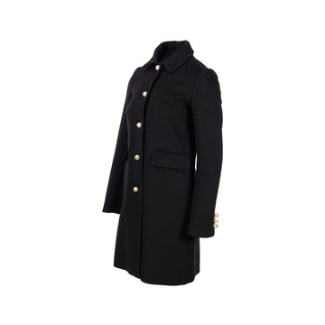 Gucci Size 38 GG Pearl Button Coat Wool Black