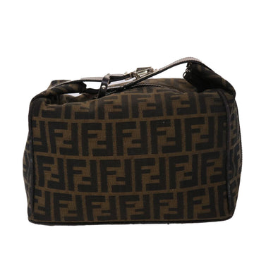 FENDI Zucca Canvas Vanity Hand Bag Nylon Brown Black  48013
