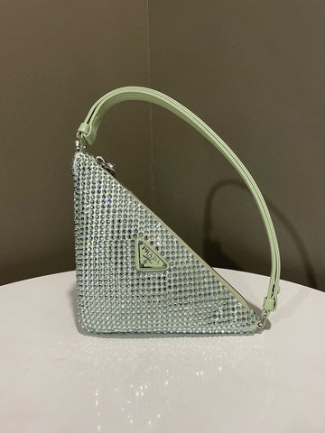 Prada Triangular Crystal Auqa Green