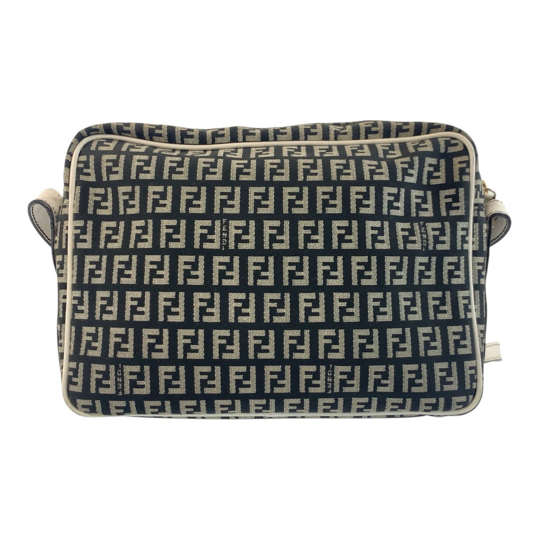 Fendi Zucchino Mamma Canvas Leather Shoulder Bag