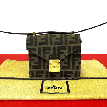 Fendi Zucca Canvas Leather Shoulder Bag