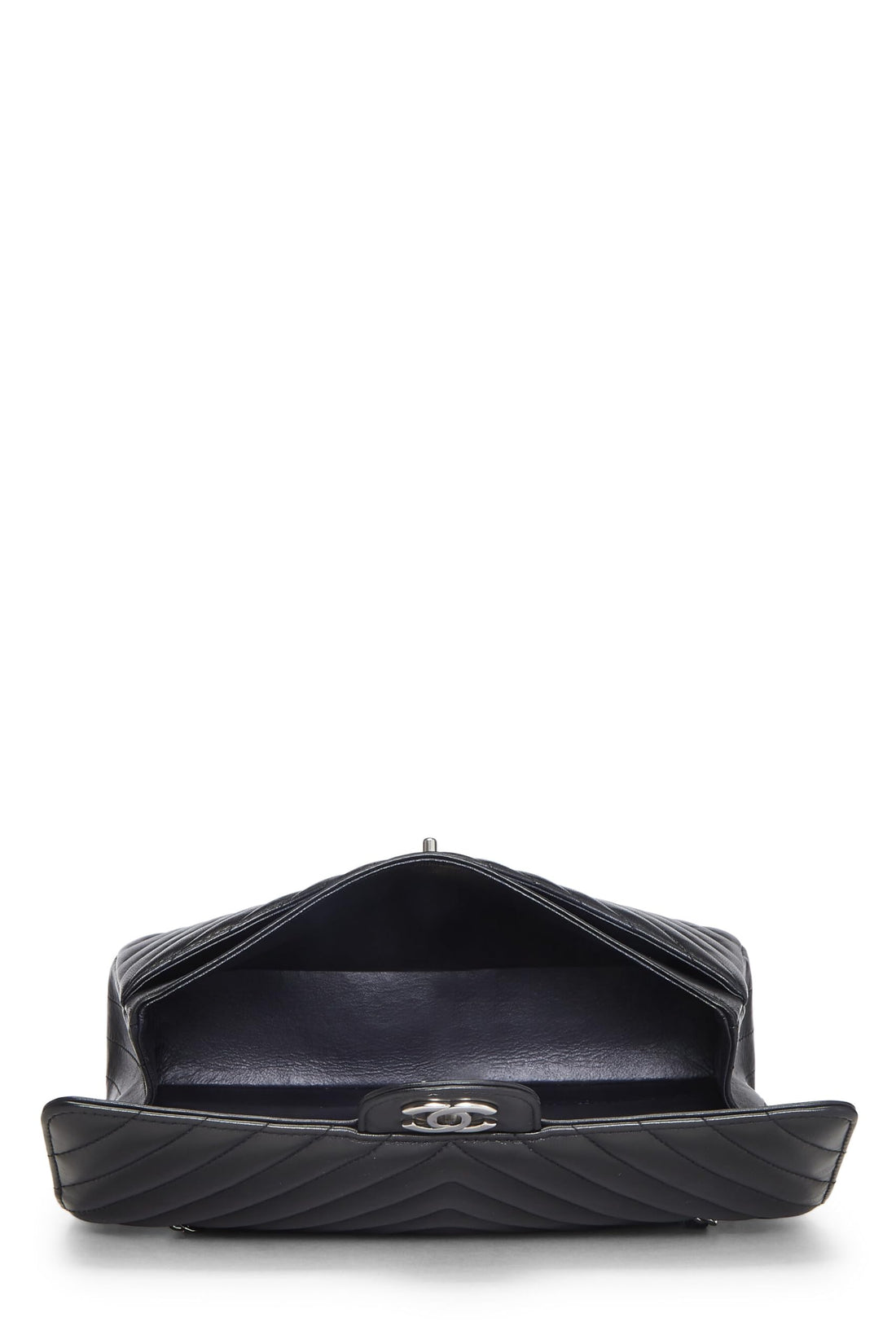 Chanel,  Black Chevron Lambskin Classic Double Flap Medium, Black