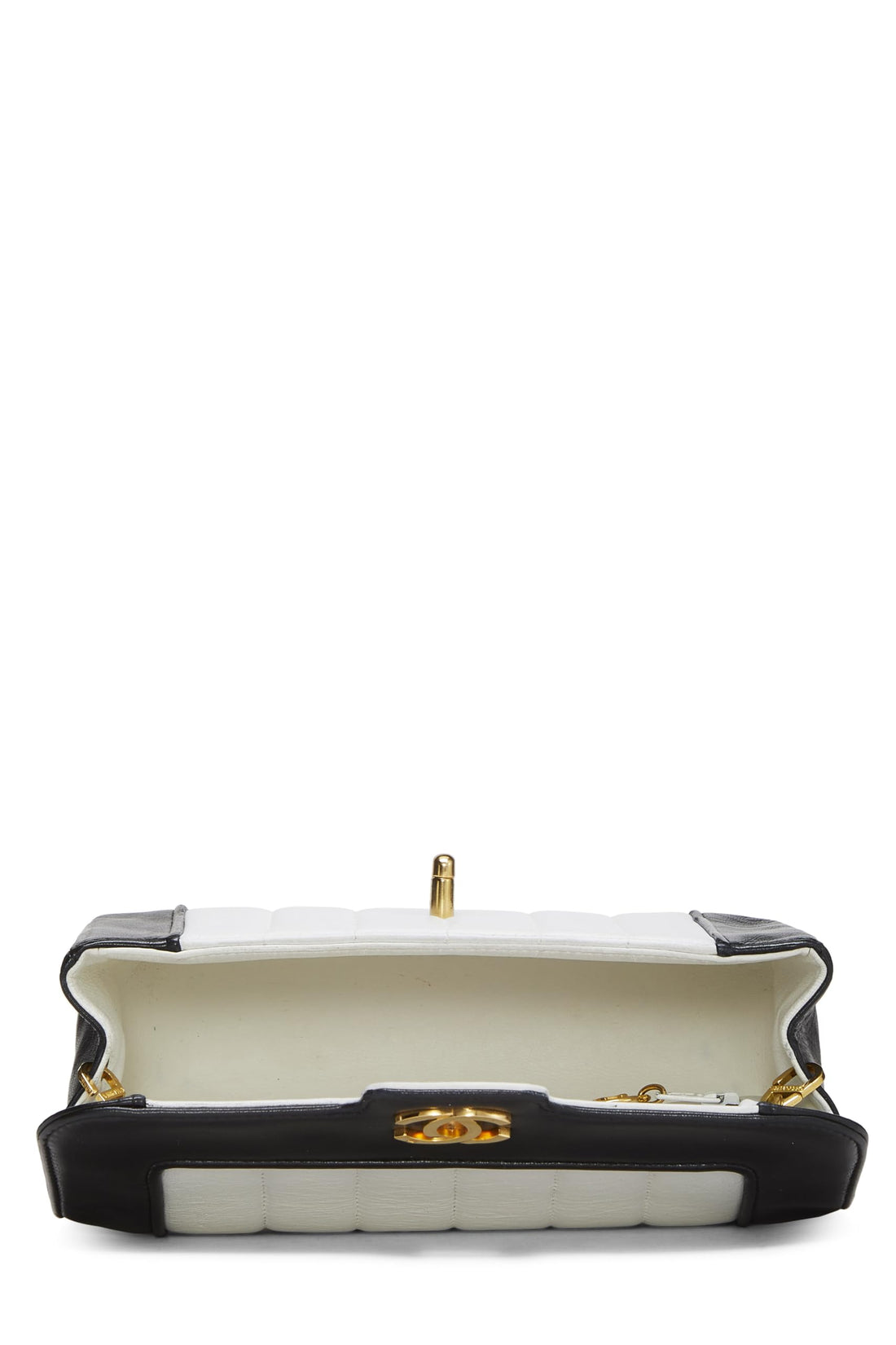 Chanel,  White & Black Vertical Lambskin Border Flap Mini, Multi