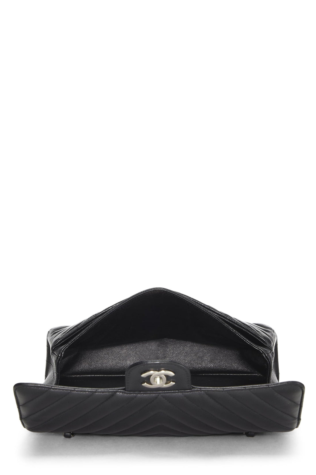 Chanel,  Black Chevron Caviar Classic Double Flap Medium, Black