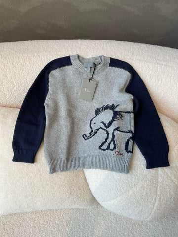 Dior Kids Pull Over Grey/ Navy Cotton
