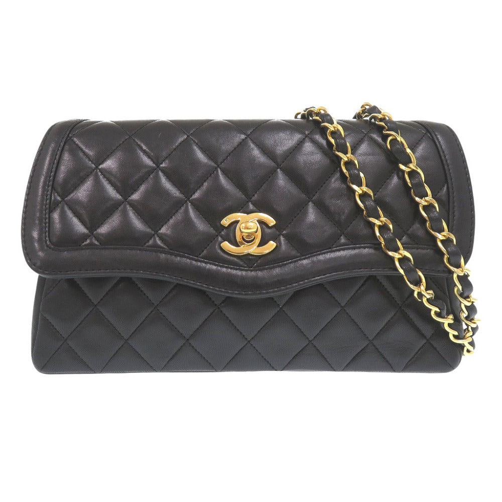 CHANEL Shoulder Bag lambskin black   Flap Matelasse