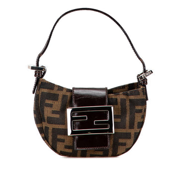 Fendi Zucca Mini Croissant Canvas Leather Handbag