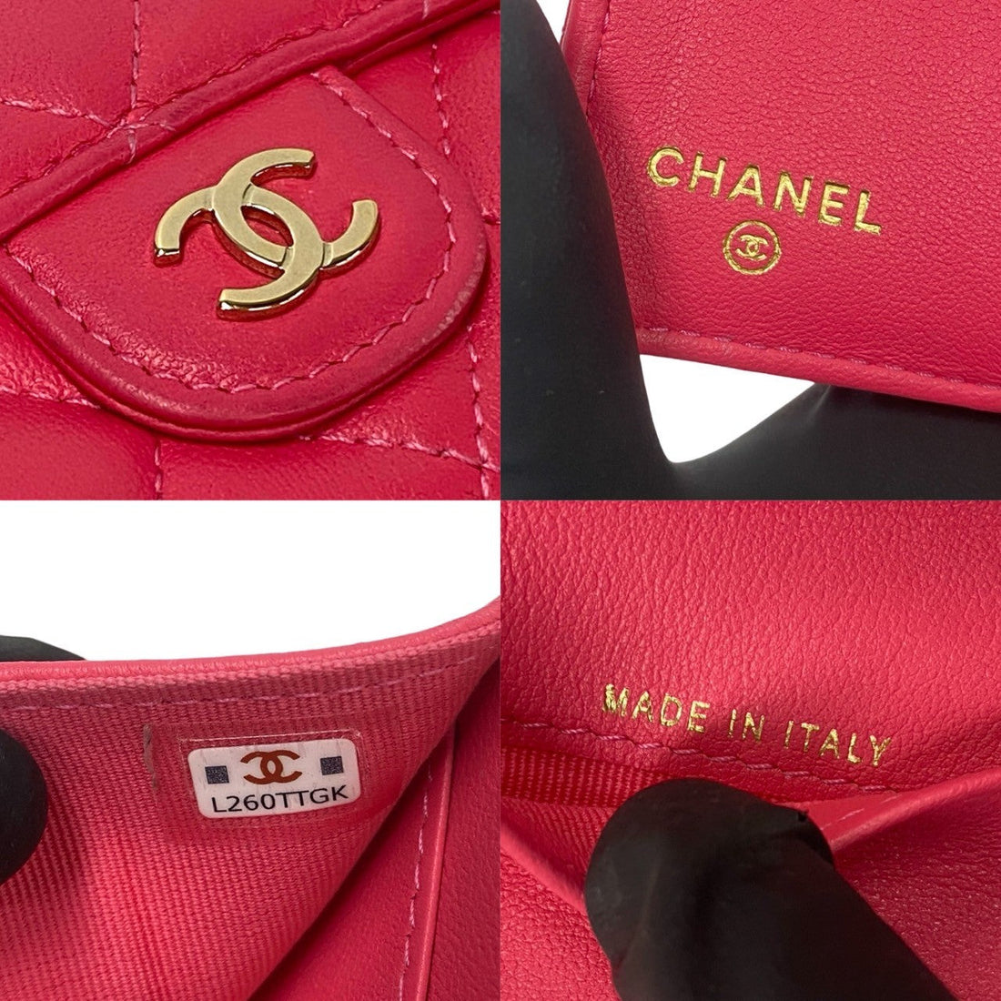 CHANEL Tri-fold wallet lambskin pink Matrasse