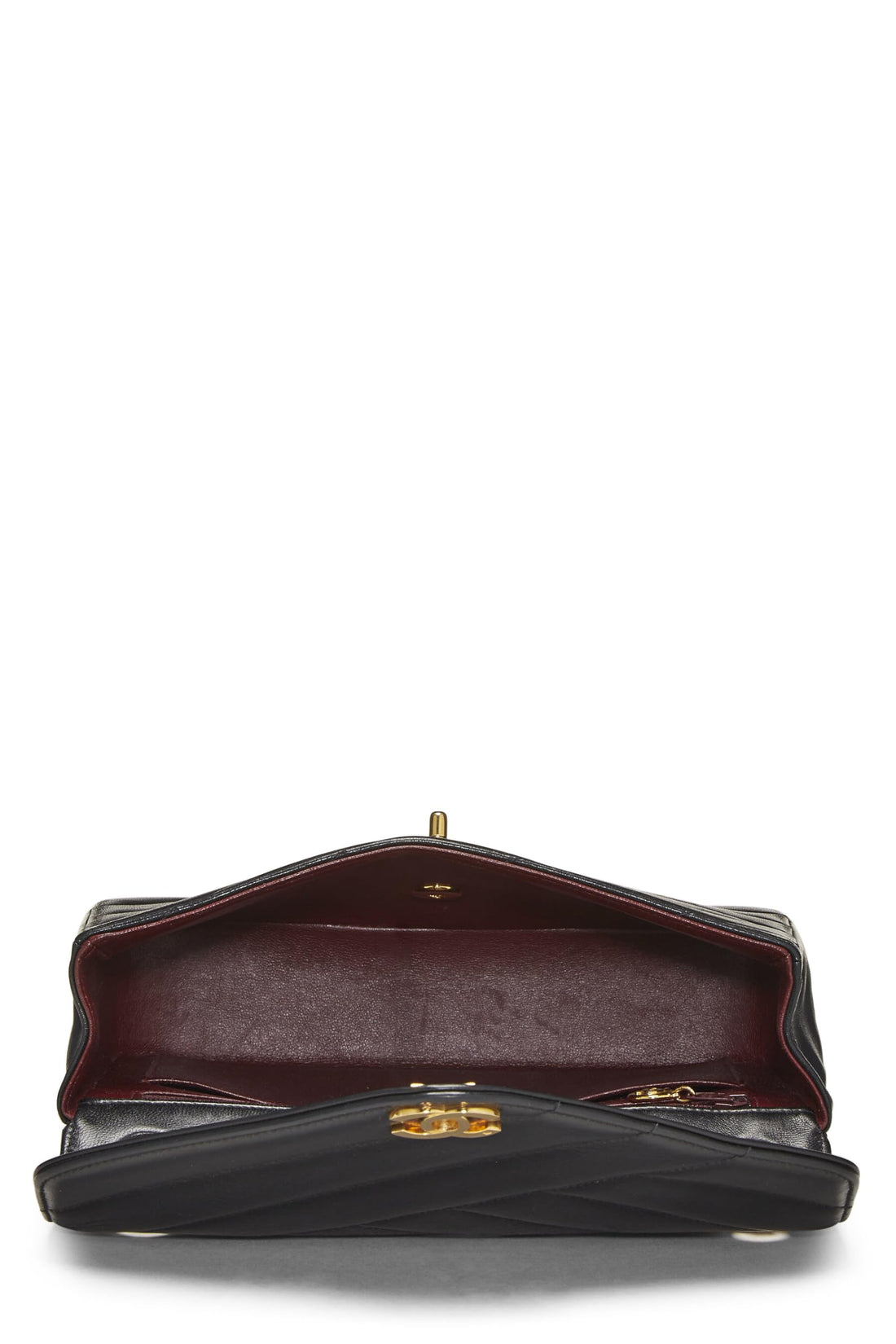 Chanel,  Black Diagonal Quilted Envelope Flap Small, Black