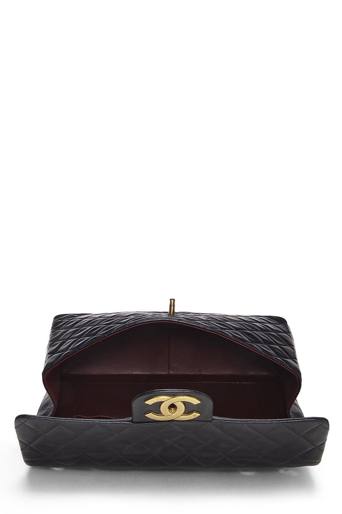 Chanel,  Black Quilted Lambskin Half Flap Maxi, Black