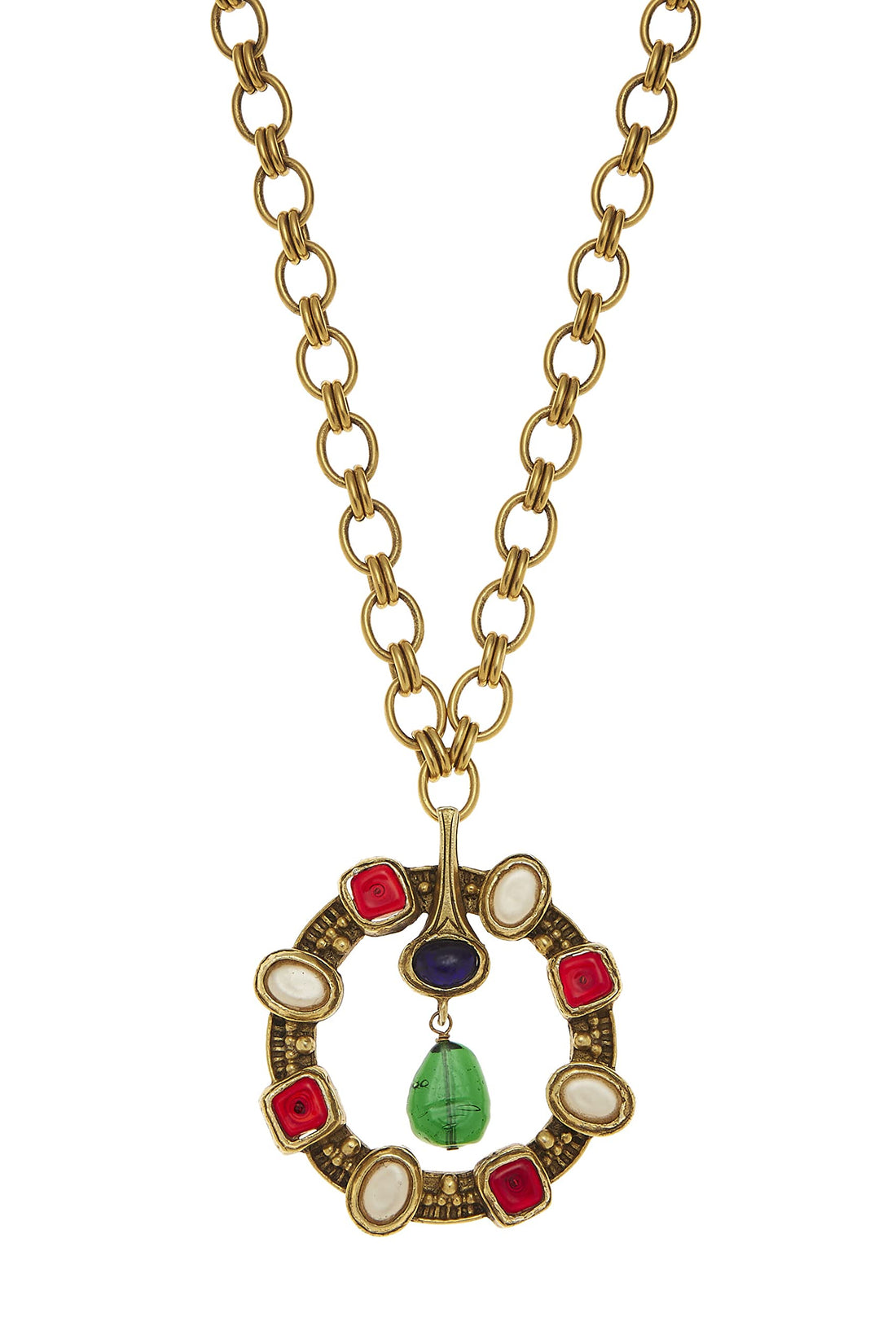 Chanel,  Gold & Multi Gripoix Pendant Necklace, Multi