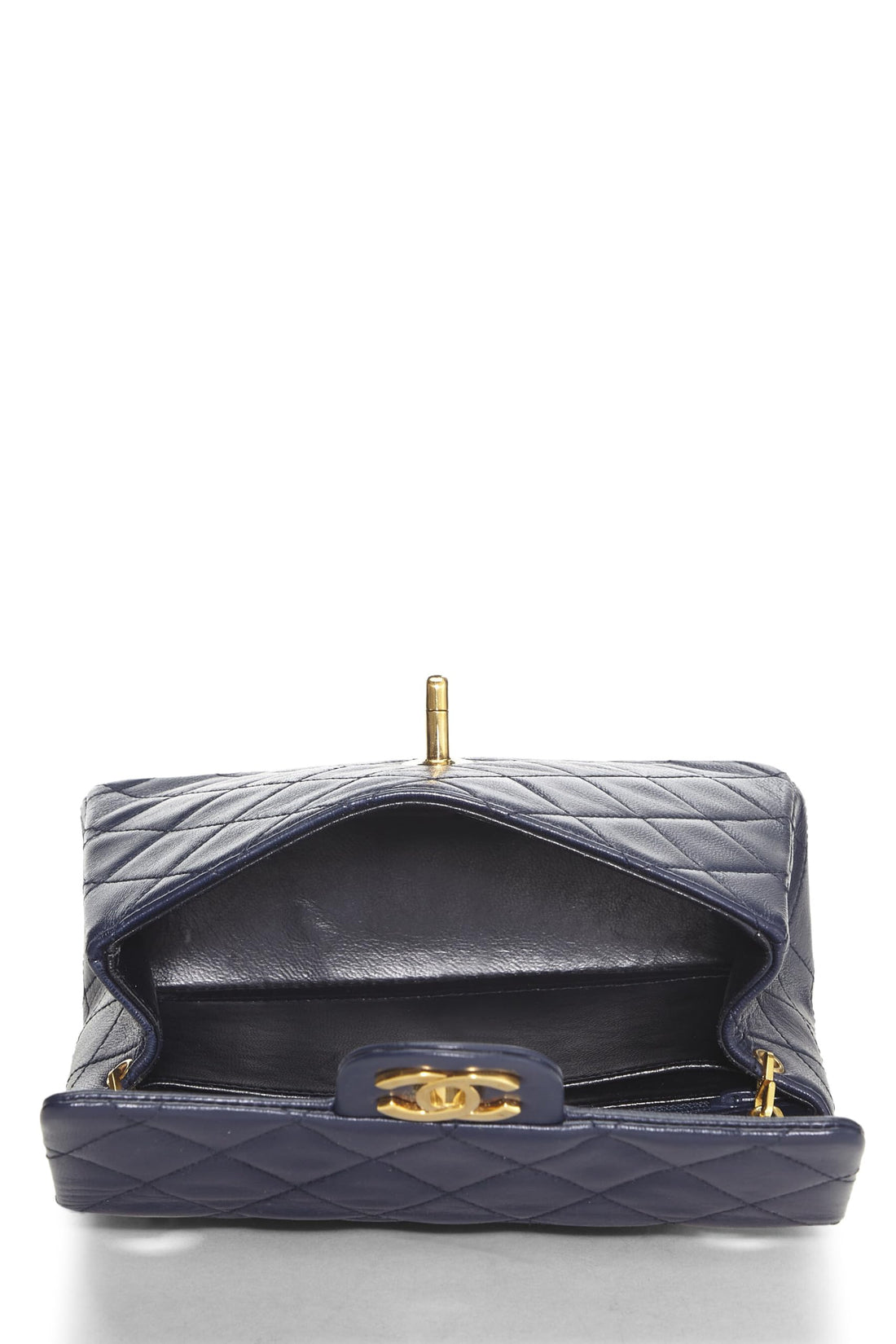 Chanel,  Navy Quilted Lambskin Half Flap Mini, Navy