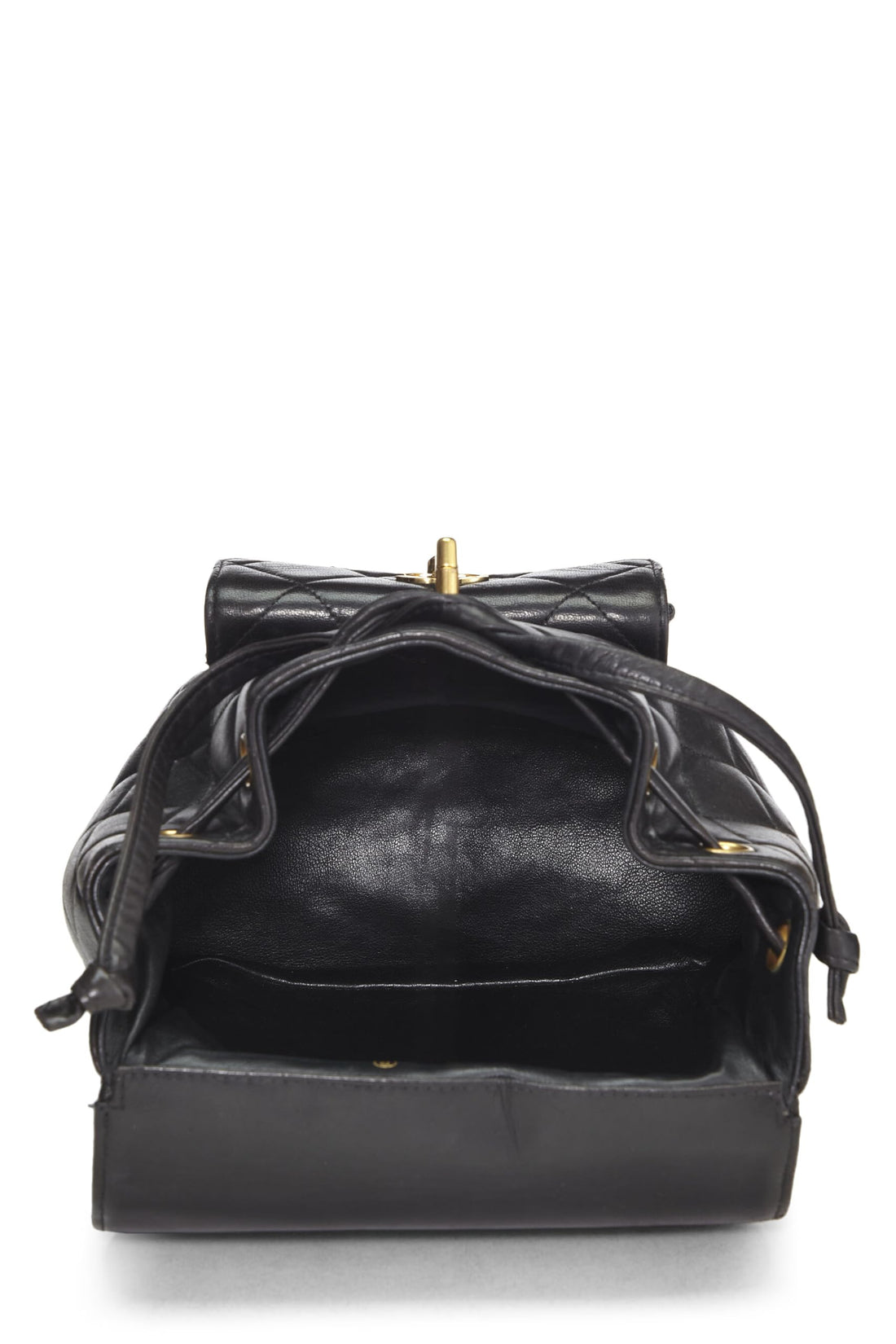 Chanel,  Black Quilted Lambskin Backpack Medium, Black